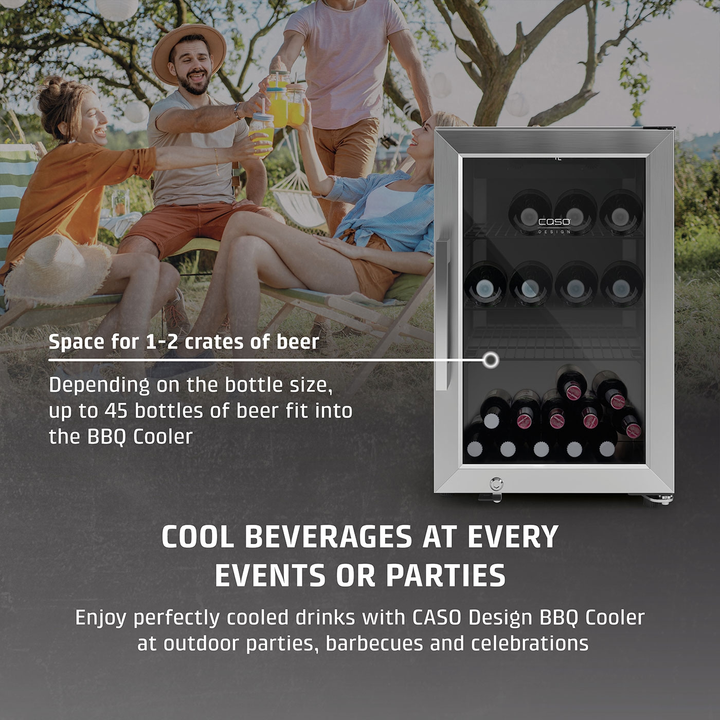 Party with BBQ cooler: beer, drinks, garden party, celebration, Caso Design.