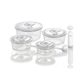 Vacuum container Set round + Set square Set of high quality glass design vacuum containers with tritan lid