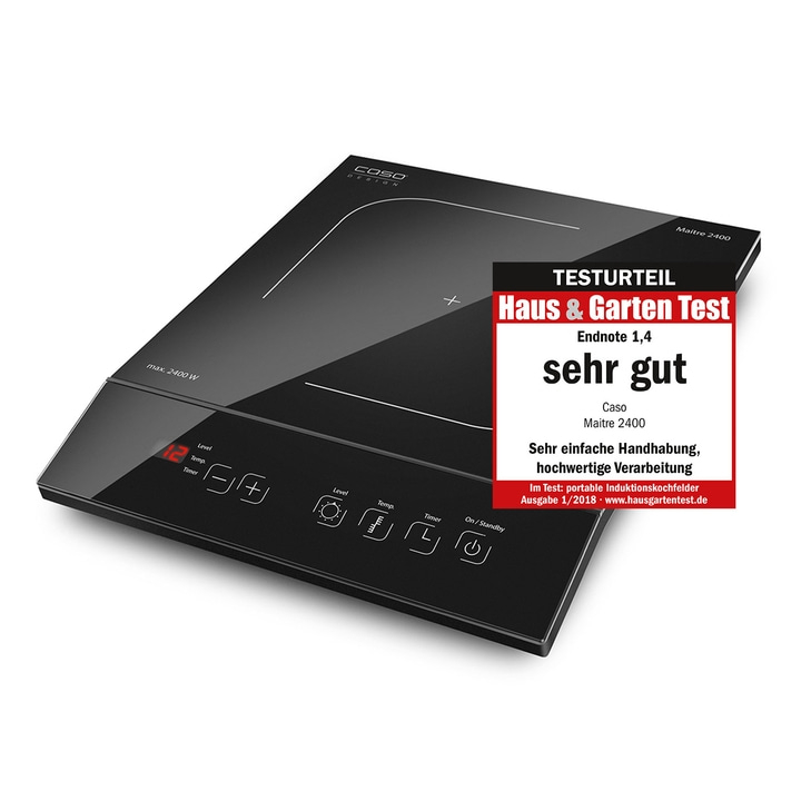 Induktionskochfeld Caso Maitre 2400, Testurteil sehr gut, max. 2400 W, schwarz