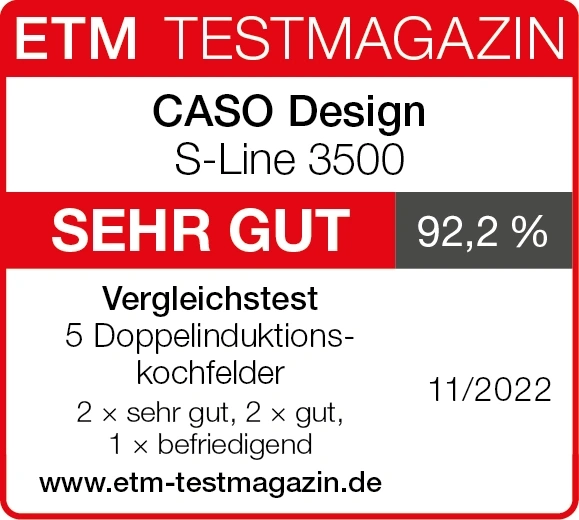 ETM Testmagazin Bewertung für CASO Design S-Line 3500, Note: Sehr Gut, 92,2%, 11/2022