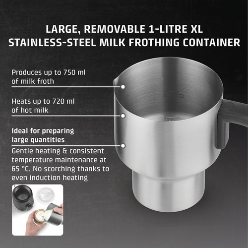 Stainless steel milk container, 750ml milk foam, 720ml hot milk, induction