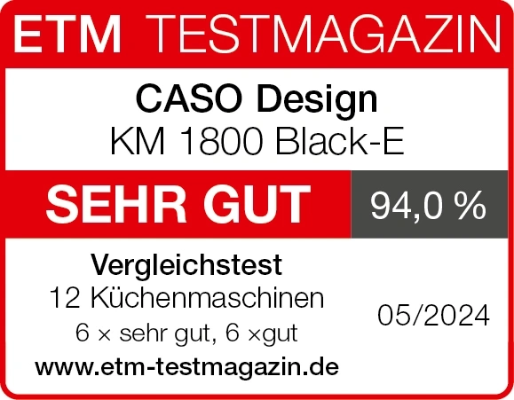 ETM Testmagazin Bewertung: CASO Design KM 1800 Black-E, Note: SEHR GUT, 94,0%, 05/2024