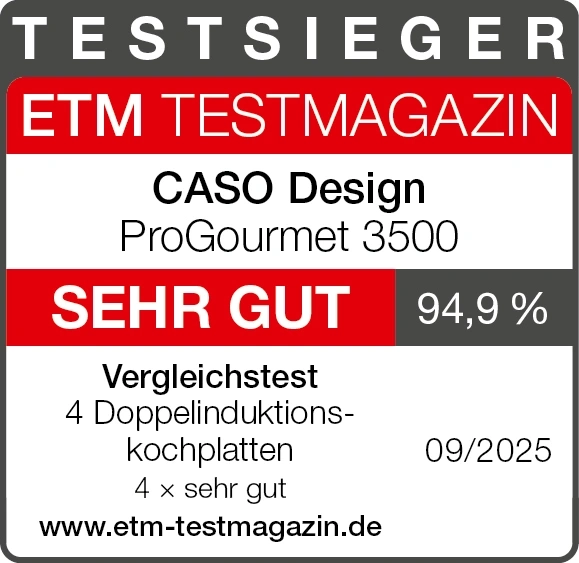 Testmagazin-Auszeichnung für CASO Design ProGourmet 3500, Note: Sehr Gut, 94,9%, 09/2025