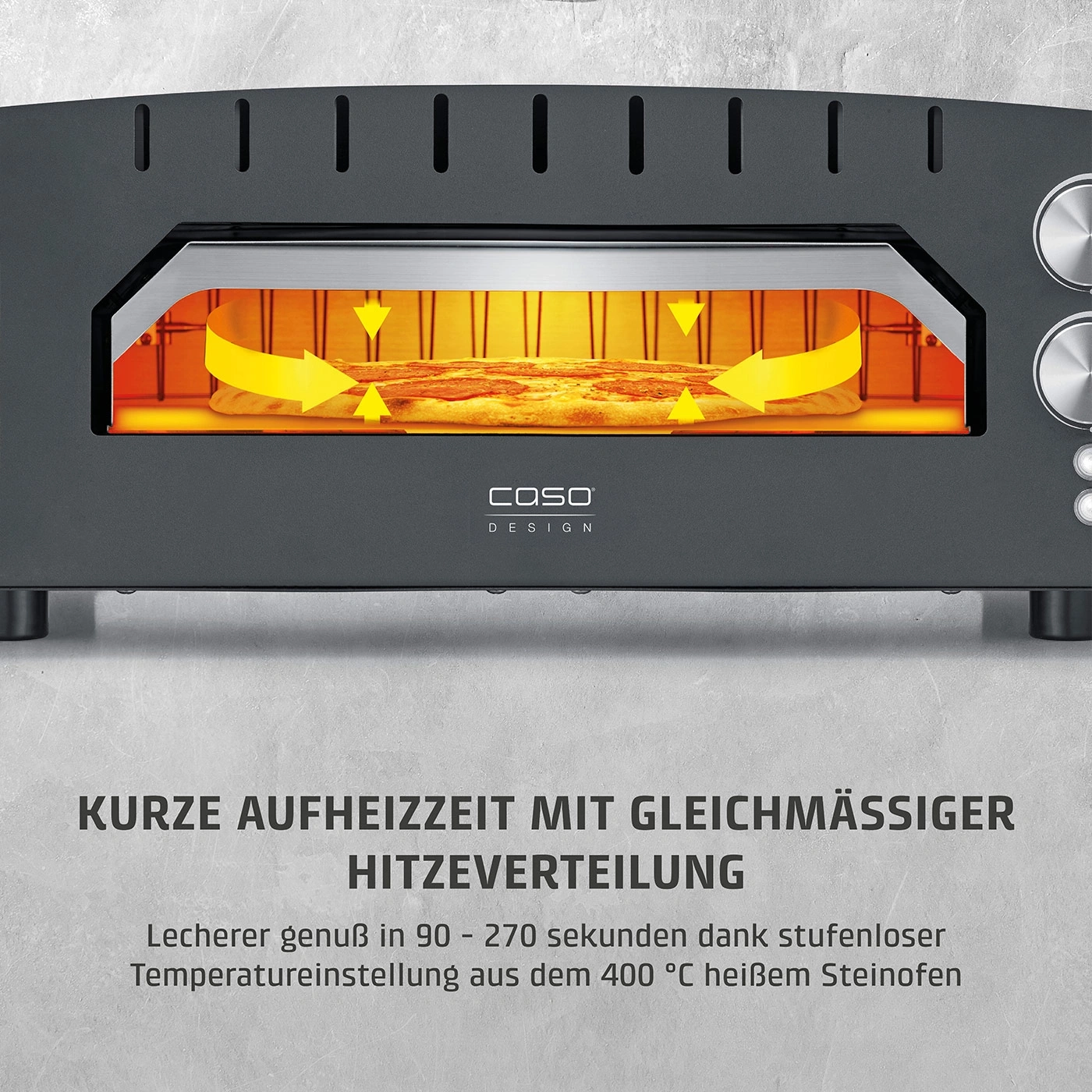 Pizzaofen mit gleichmäßiger Hitzeverteilung und kurzer Aufheizzeit