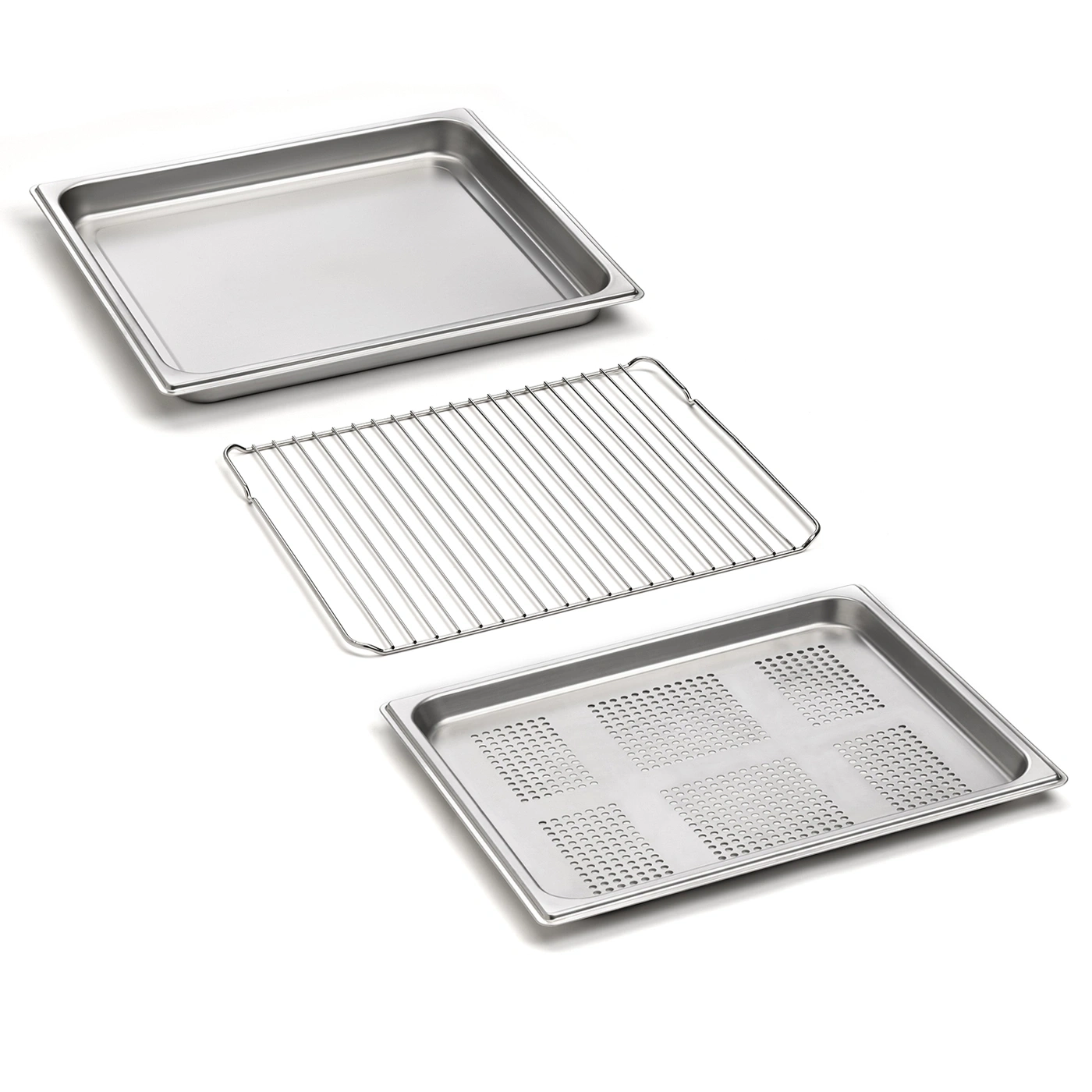Backblech-Set mit Rost und gelochter Backform für die Küche