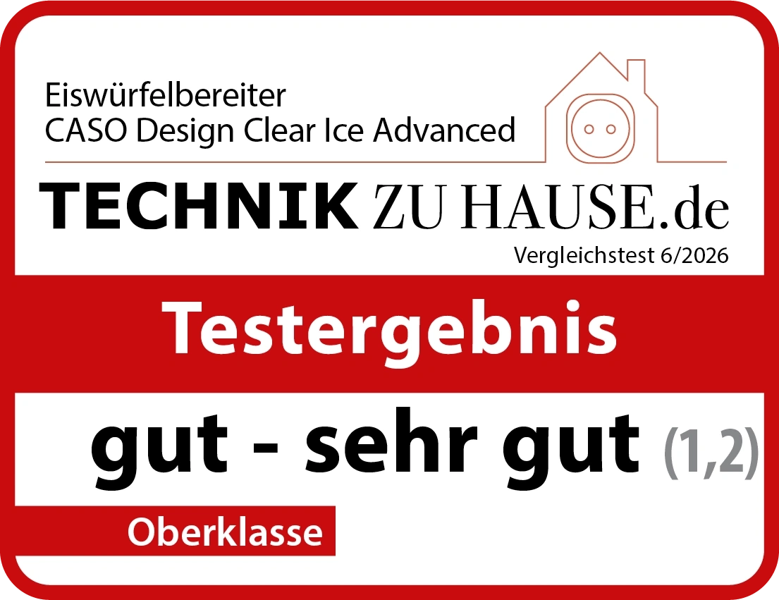Test result ice maker CASO Design Clear Ice Advanced from TECHNIK ZU HAUSE.de