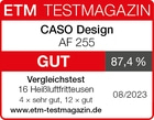 ETM Testmagazin, CASO Design AF 255, Bewertung GUT, 87,4%, Vergleichstest, 08/2023