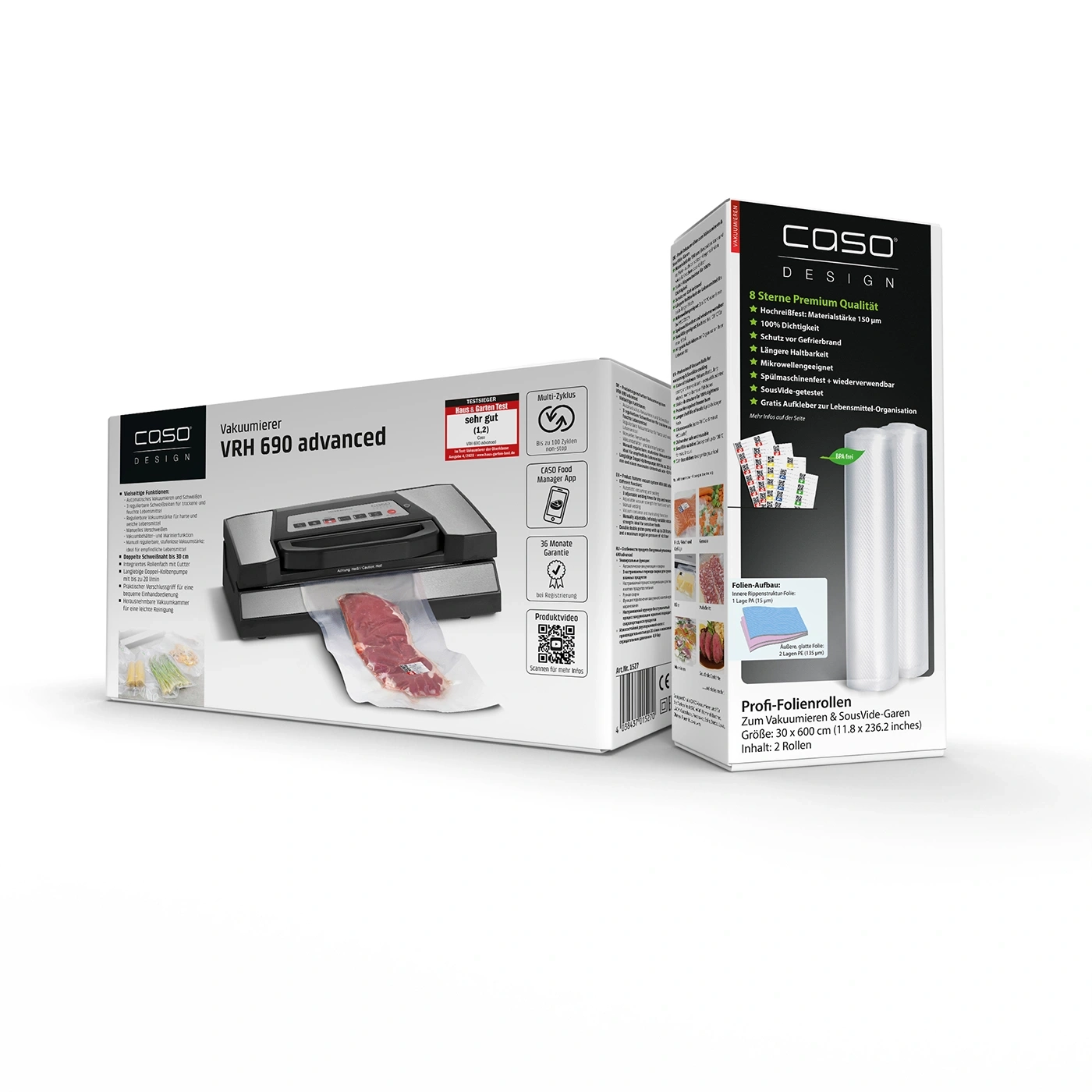 Vacuum sealer VRH 690 advanced, professional foil rolls, test, 8 stars premium quality, 36 months warranty