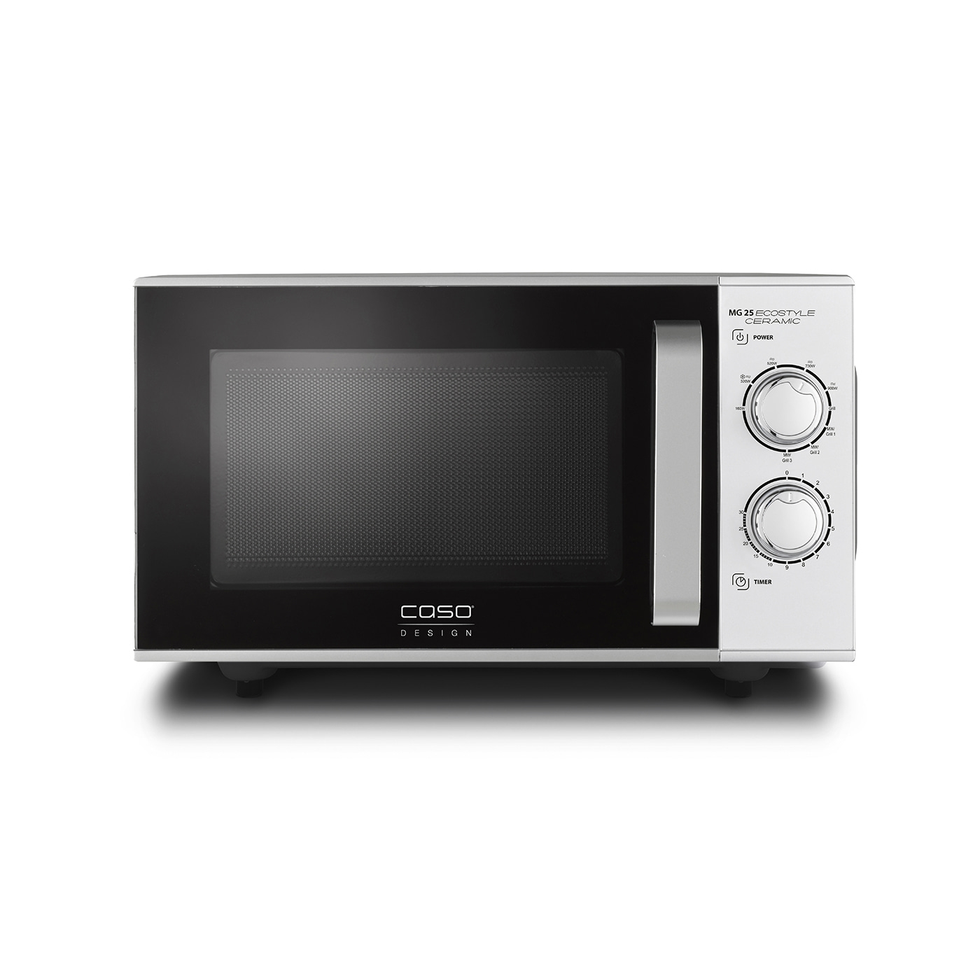 Mikrowelle Caso Design MG 25 Ecostyle Ceramic, weiß, schwarz, modern