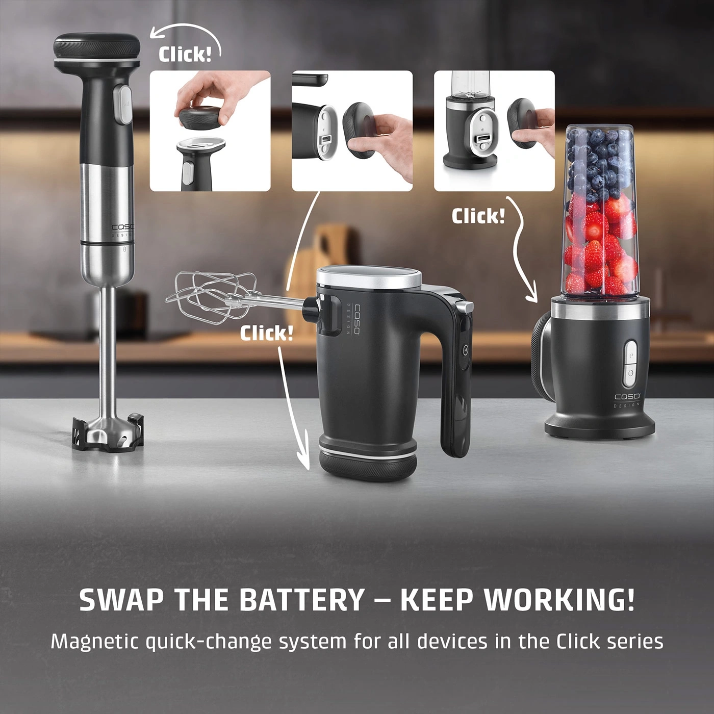 Changing batteries for the Caso Click series