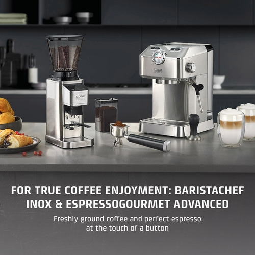 Coffee machine and coffee grinder on kitchen counter