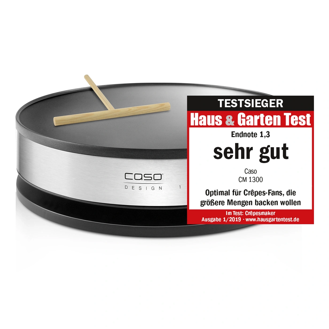 Crêpesmaker von Caso, ausgezeichnet mit 'sehr gut' von Haus & Garten Test.