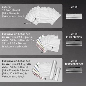 VC 10 Testsieger Set + SV 400 Set aus Vakuumierer und Sous Vide Stick