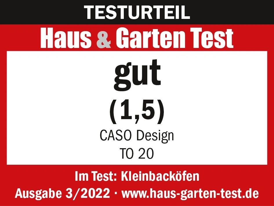 Haus & Garten Test, gut (1,5), CASO Design TO 20, Ausgabe 3/2022