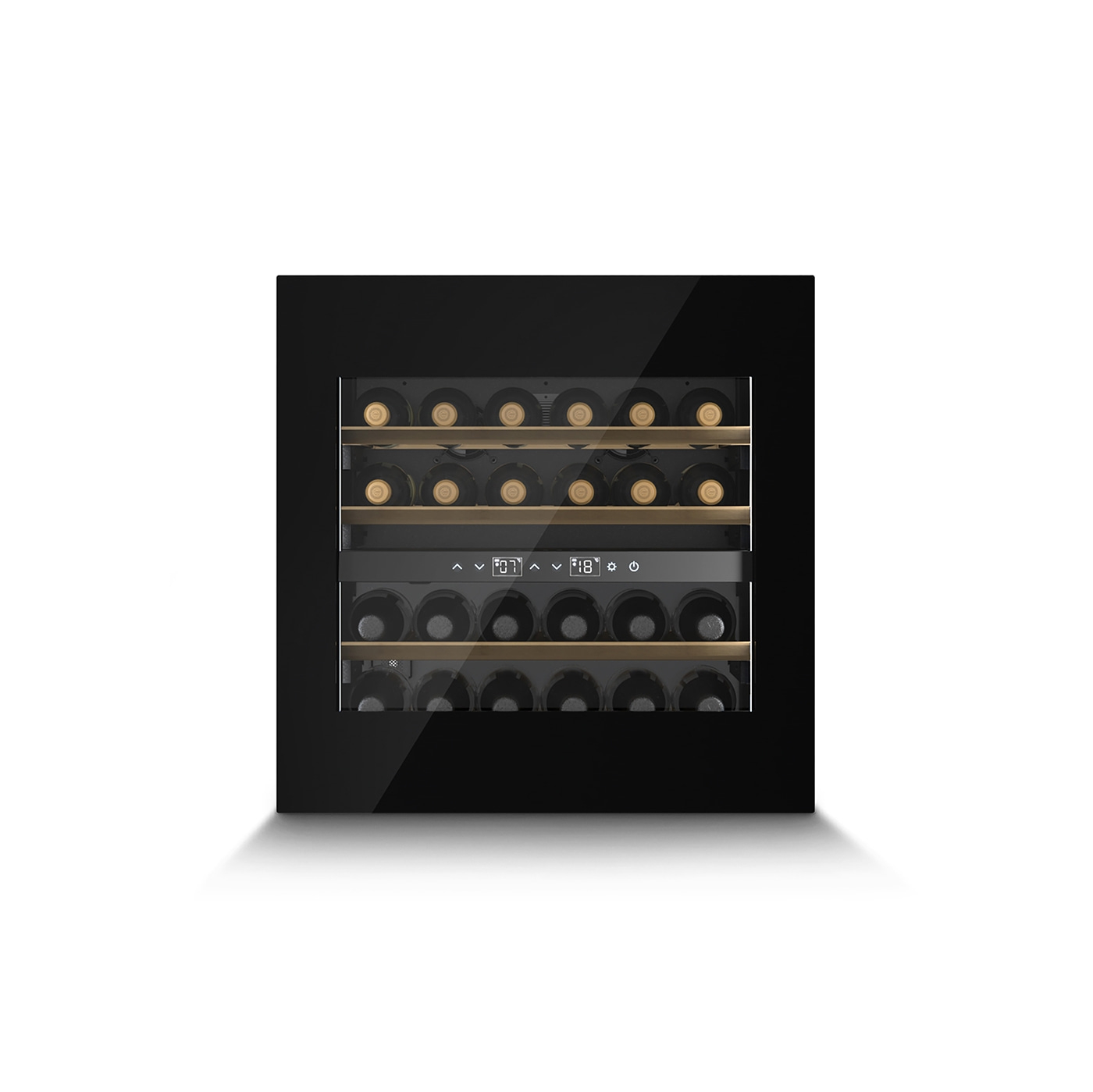 WineDeluxe WD 24 Design Einbau-Weinkühlschrank mit Kompressortechnik, 60er Nischenmaß, für bis zu 24 Flaschen, 2 Temperaturzonen