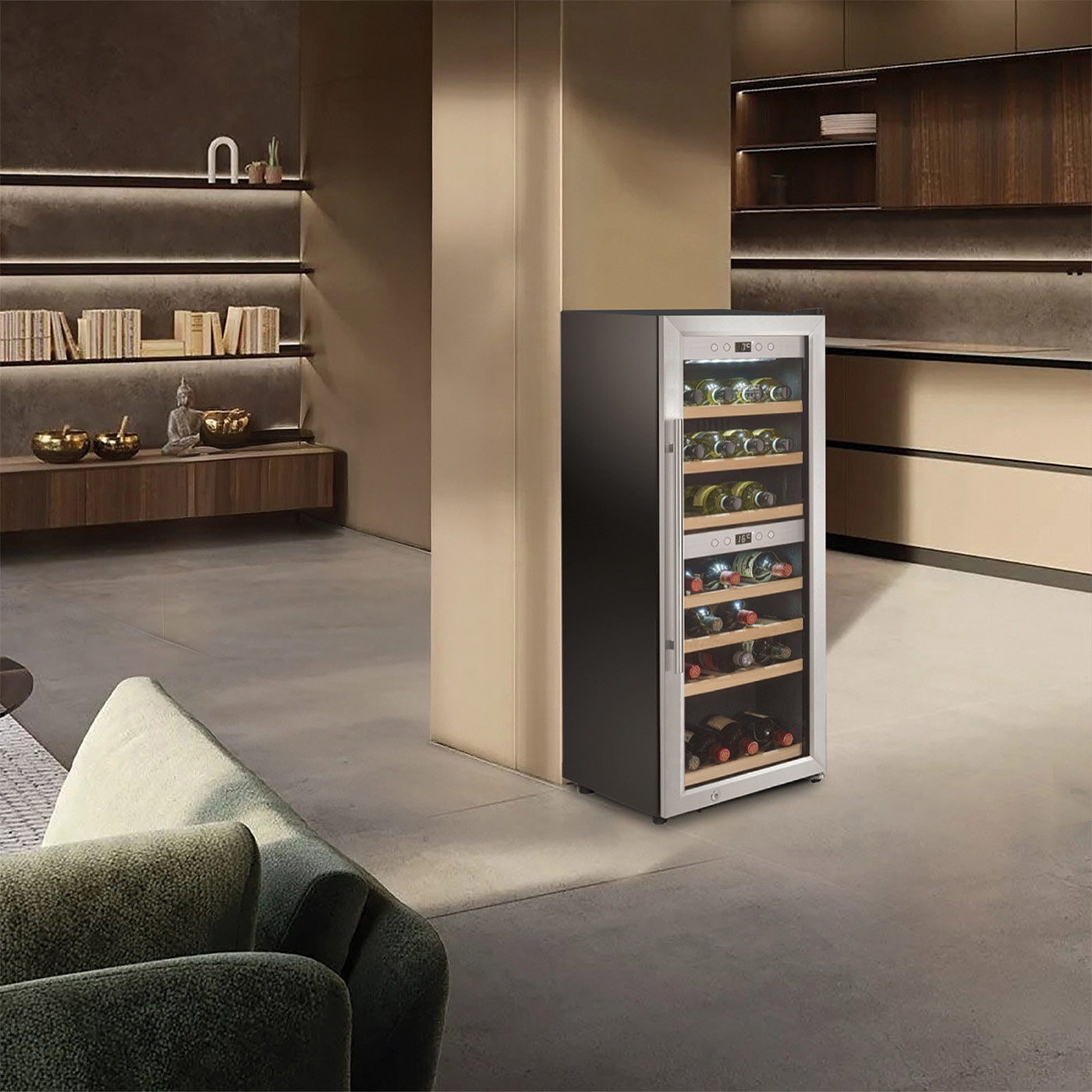 WineComfort 380 Smart Design wine cooler, for up to 38 bottles, 2 temperature zones