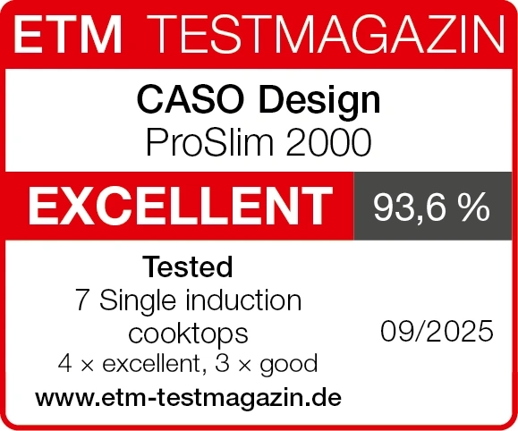 ETM Test Magazine review: CASO Design ProSlim 2000, rating: EXCELLENT, 93.6%, test date: 09/2025