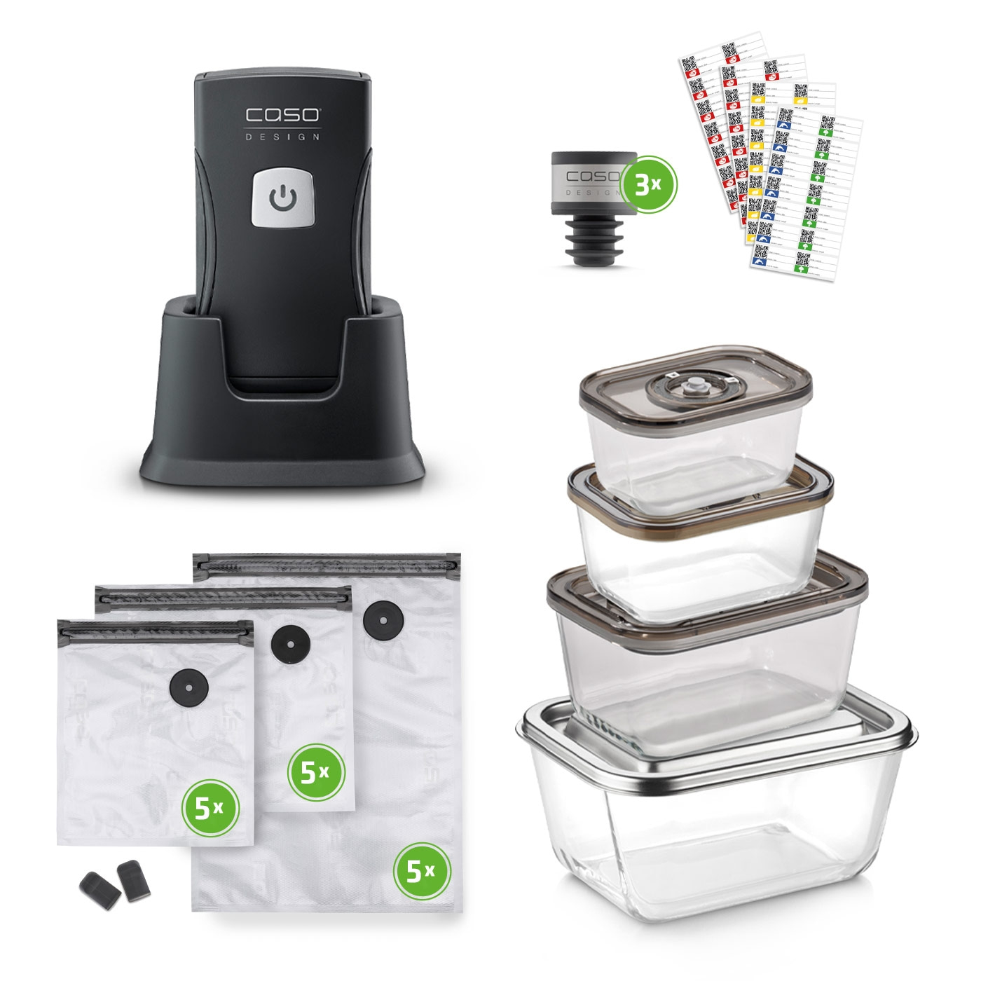 Vacu OneTouch Pro Set Professional hand-held vacuum sealer with lots of accessories