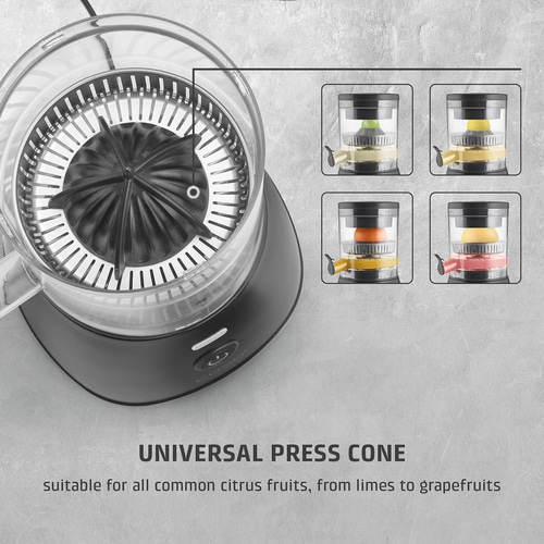 Citrus press with text: Universal-Presskegel, suitable for citrus fruits.