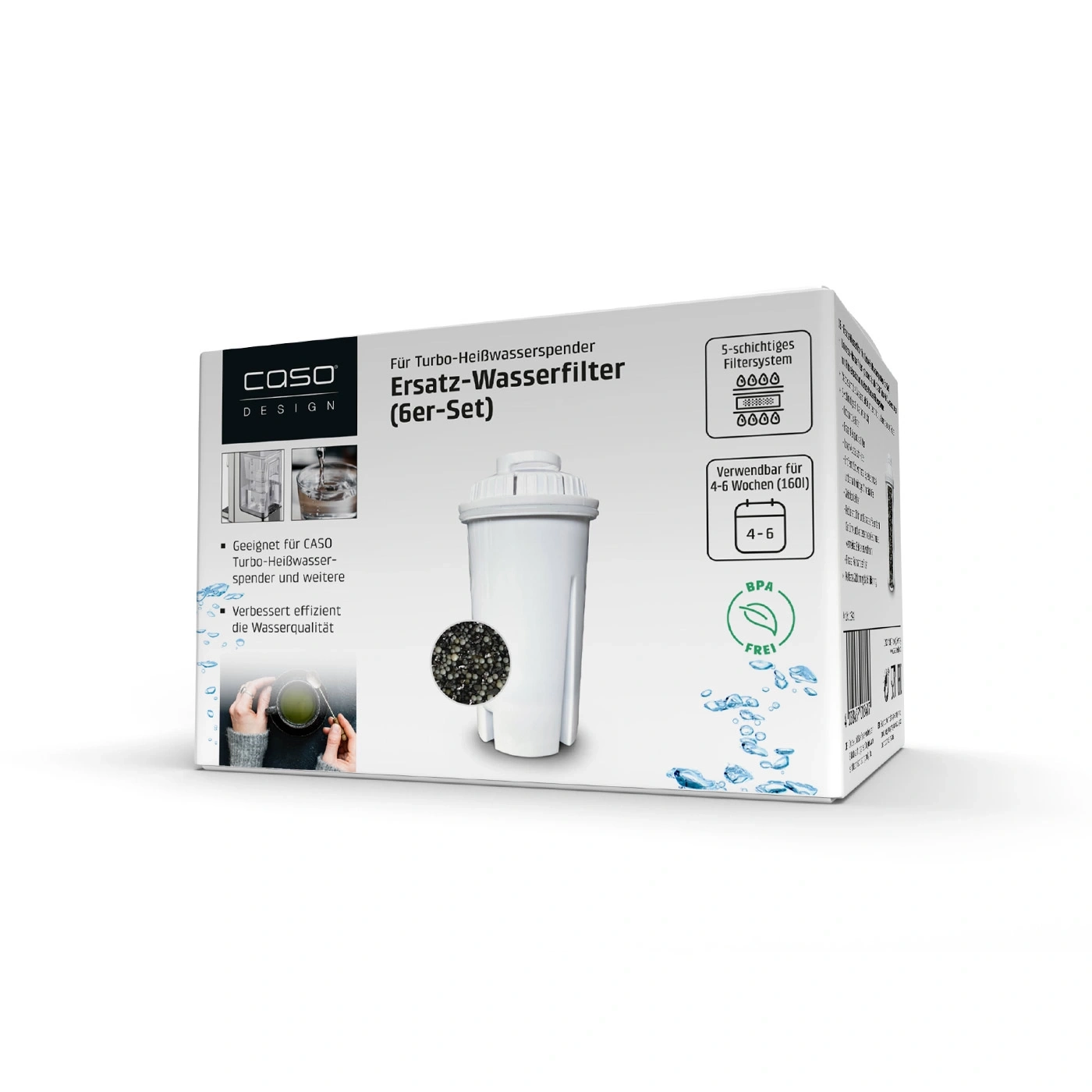 Ersatz-Wasserfilter für Turbo-Heißwasserspender, 6er-Set, BPA-frei, 4-6 Wochen