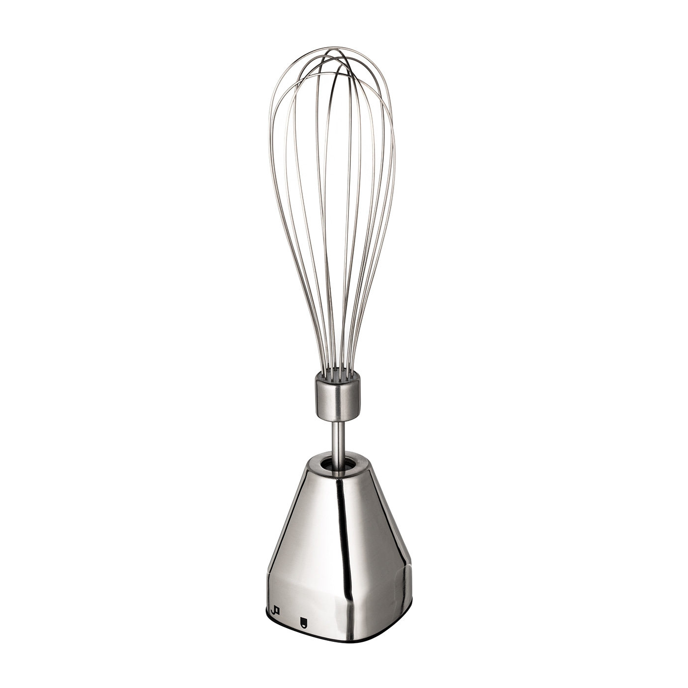 Stainless steel whisk, kitchen tool, isolated on white background, close-up