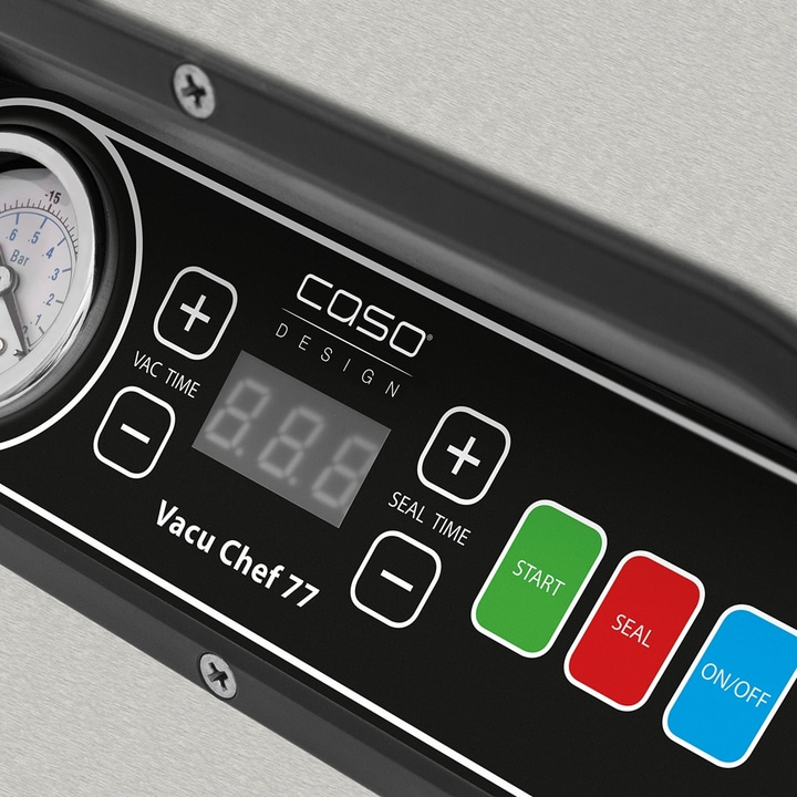 Vacuum sealer with buttons and display. Caso Design, Vacu Chef 77.