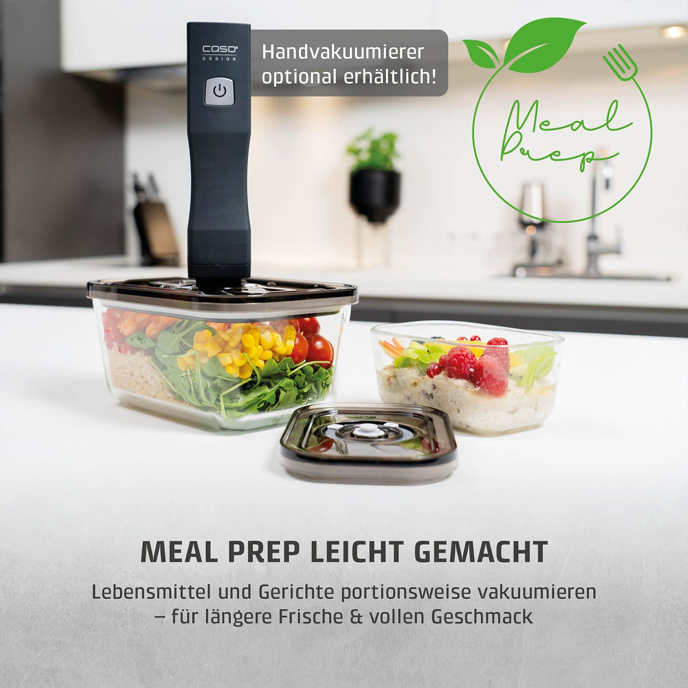 VacuBoxx Eco-Set Stapelbares Vakuumbehälter-Set aus Borosilikatglas mit SAN-Deckel