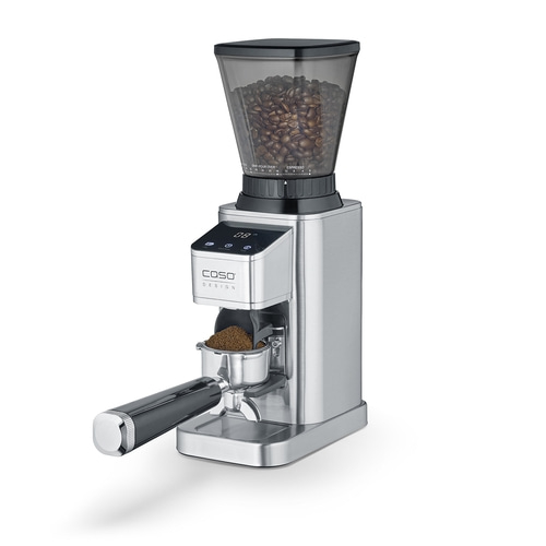 BaristaChef Inox Kaffeemühle mit Auffangbehälter und Siebträgerhaltung