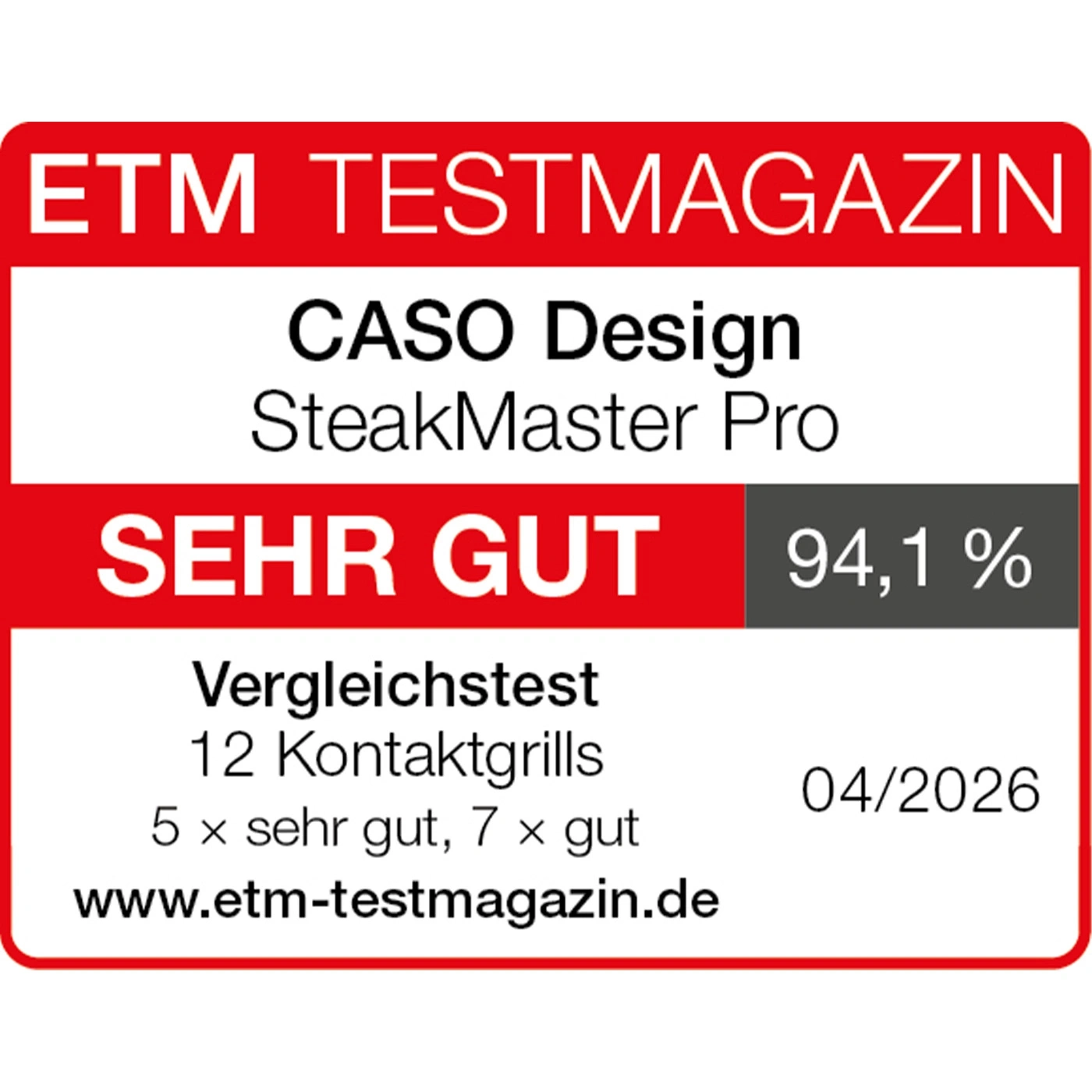 ETM TESTMAGAZIN: CASO Design SteakMaster Pro SEHR GUT 94,1 %