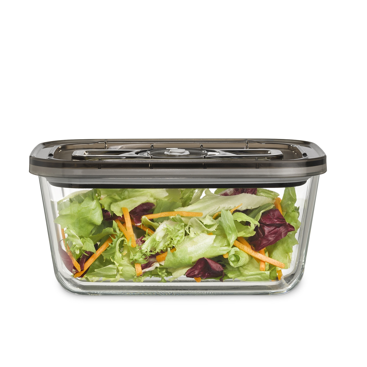 Glasbehälter mit Salat, Deckel, Gemüse, Lebensmittel, Küche, Mahlzeit, frisch, gesund, transparent
