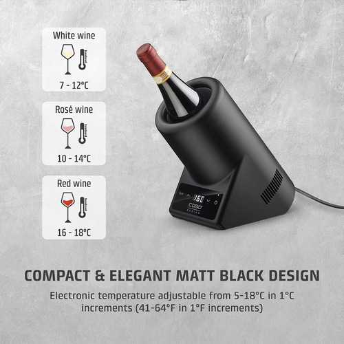 VinoCase Black Design wine cooler for one bottle