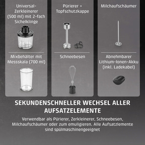 Click & Mash Kabelloses 4in1 Stabmixer-Set