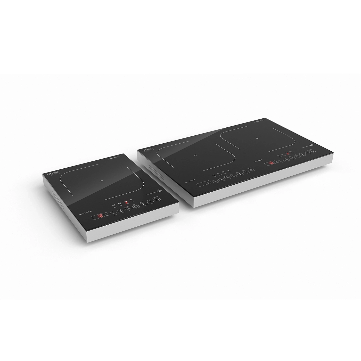 Induction cooktops, black, modern, electronic controls, two burners, kitchen