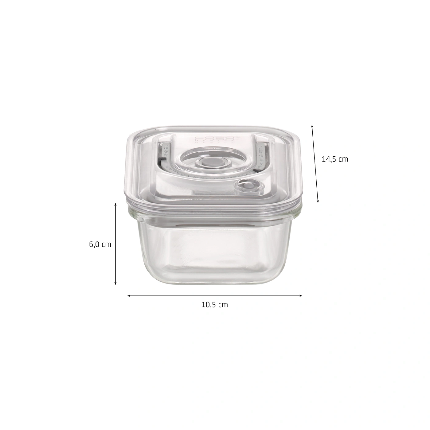 Glass container with lid, 14.5 cm wide, 6.0 cm high, 10.5 cm long