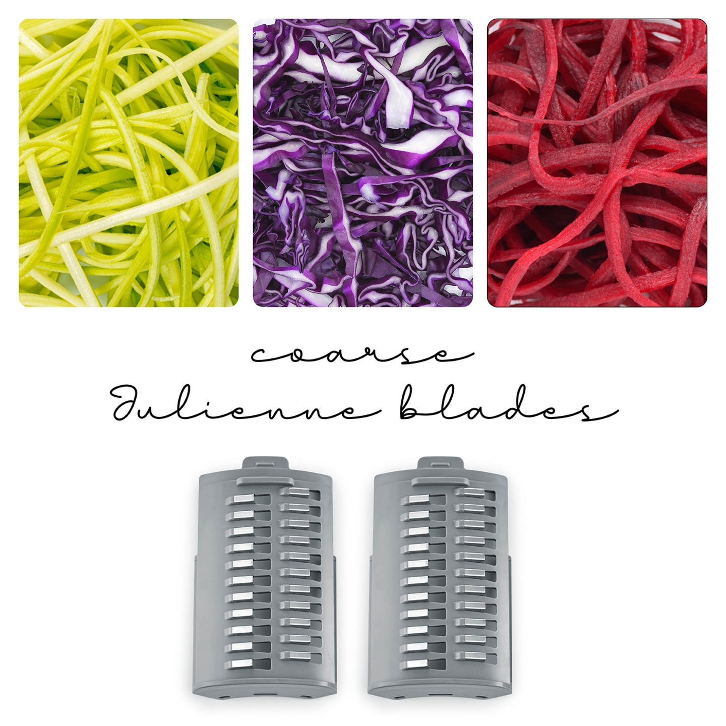 Vegetables, julienne blades, coarse, zucchini, red cabbage, beets, kitchen tools, close-up