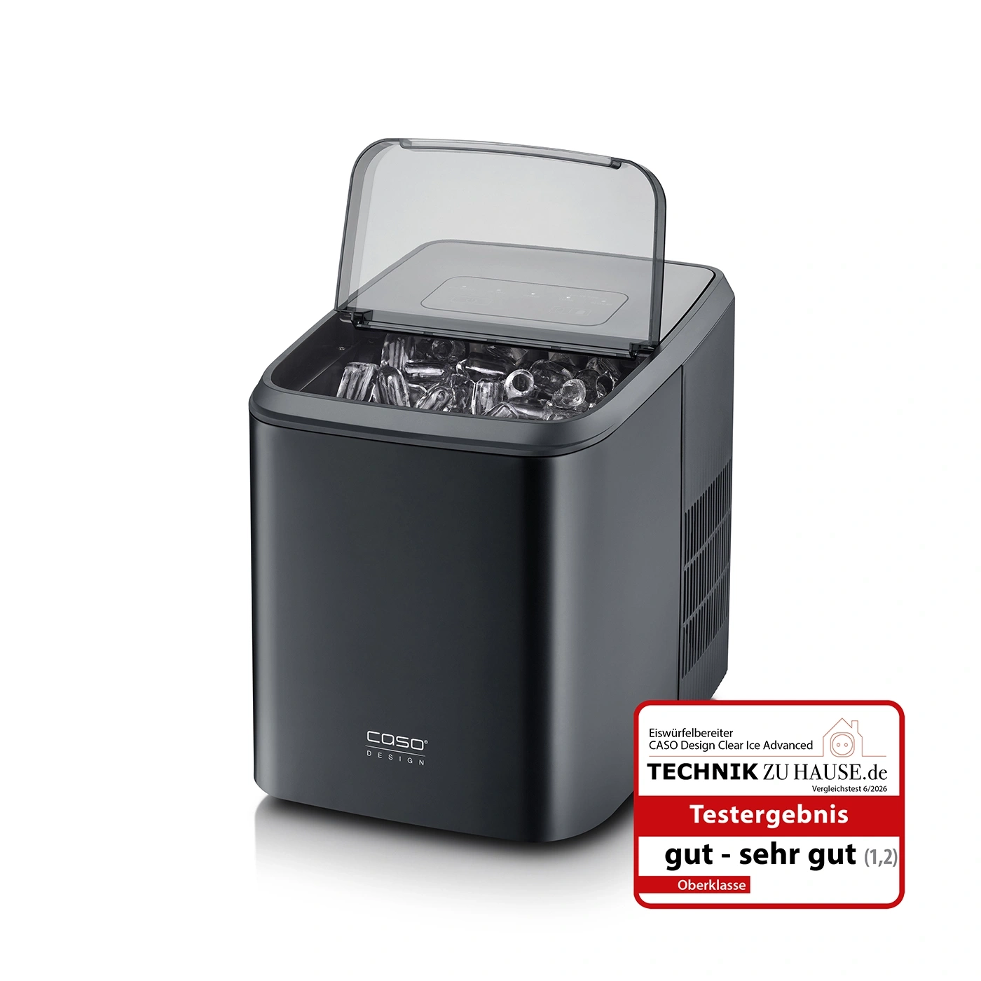 A CASO ice maker with a test result of good-very good (1.2).