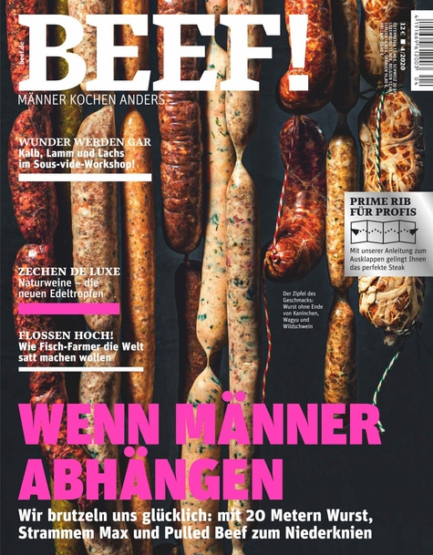 BEEF! Magazin, Männer kochen anders, Wurst, Fleisch, Kochen, Essen, Rezept, Titelbild, Food