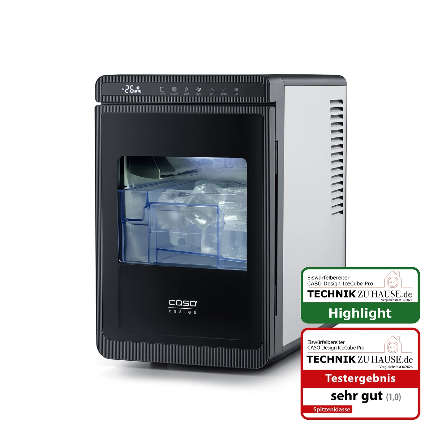 Eiswürfelmaschine CASO Design IceCube Pro mit Auszeichnungen von Technik zu Hause.de.