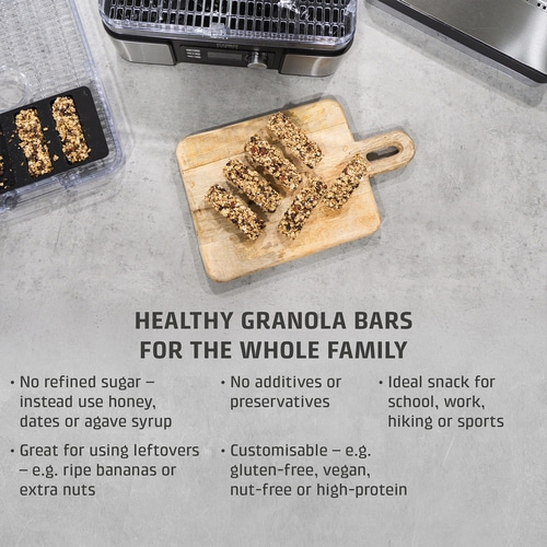 Healthy granola bars for the whole family, ingredients, snack, school, work, sport