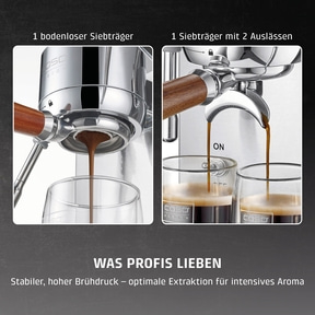 Zwei Espressomaschinen-Siebträger mit Kaffeeauslauf