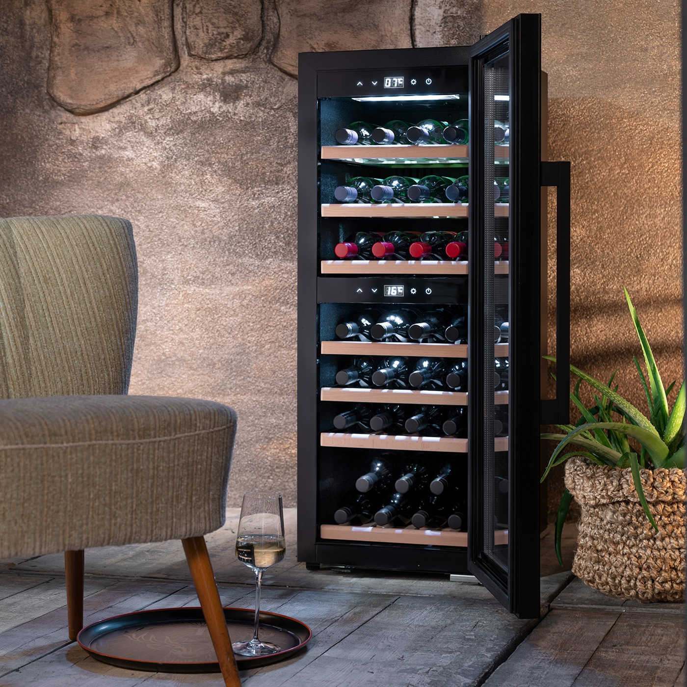 WineExclusive 38 Smart Design wine cooler, for up to 38 bottles, 2 temperature zones