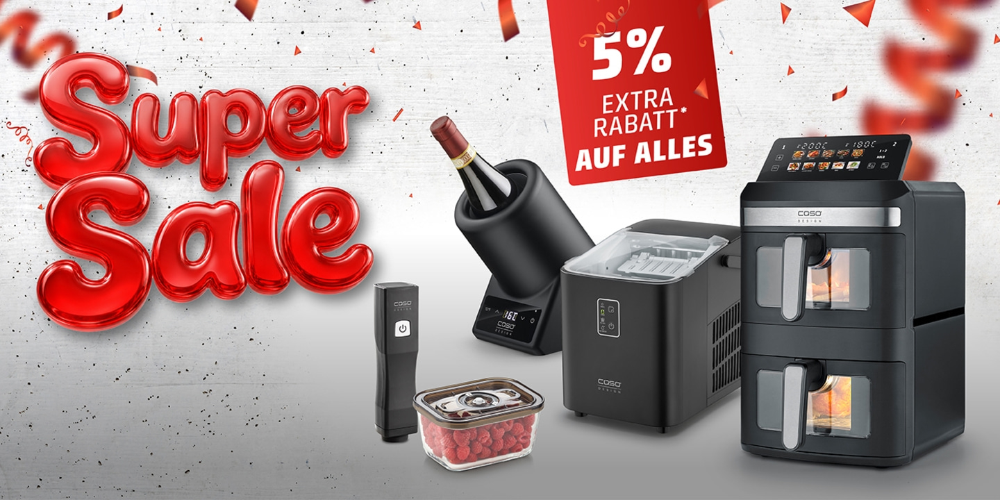 Super Sale: 5% extra Rabatt auf alles mit Küchengeräten von Caso.