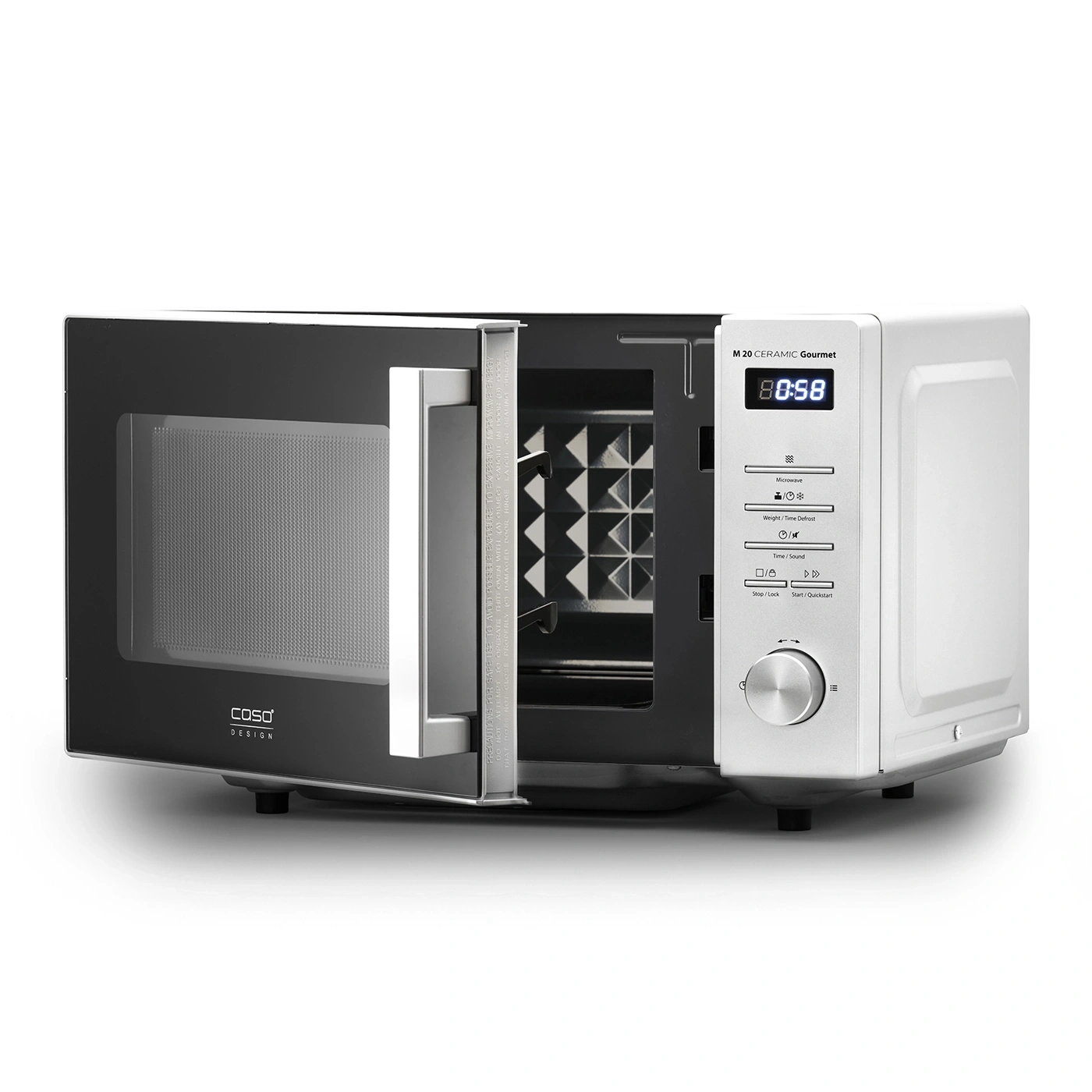 Microwave, open, with control panel, display, Caso Design, M 20 Ceramic Gourmet, white