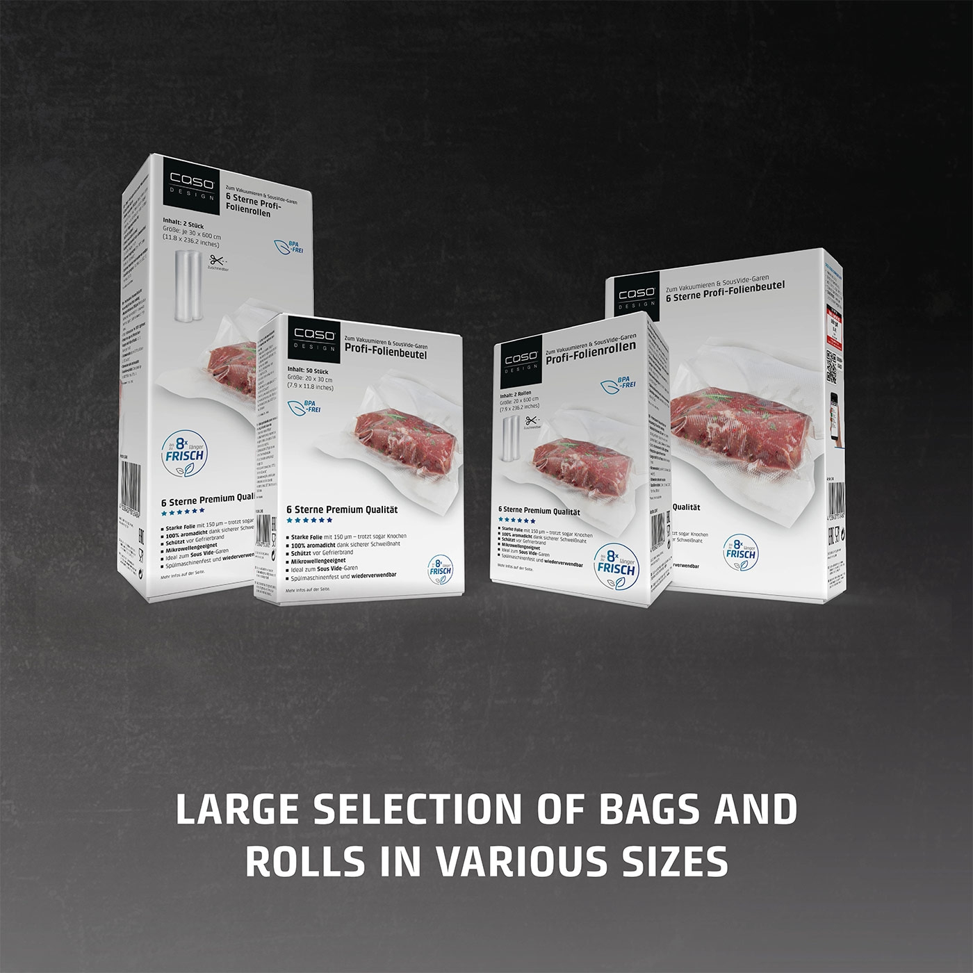 Vacuum bags and rolls in various sizes, BPA-free, 6-star premium quality
