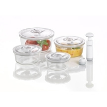 VacuBoxx Set R-Set Vakuumbehälter-Set aus Borosilikatglas mit Tritan Deckel