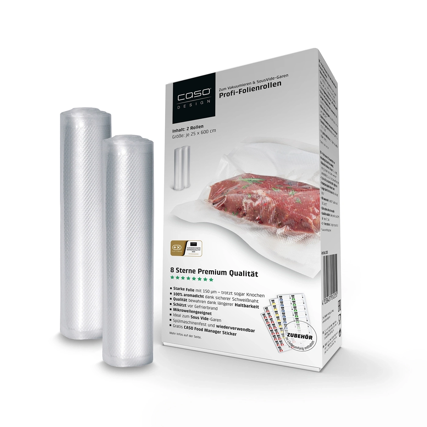 Two rolls of vacuum sealer bags for meat and sous vide cooking