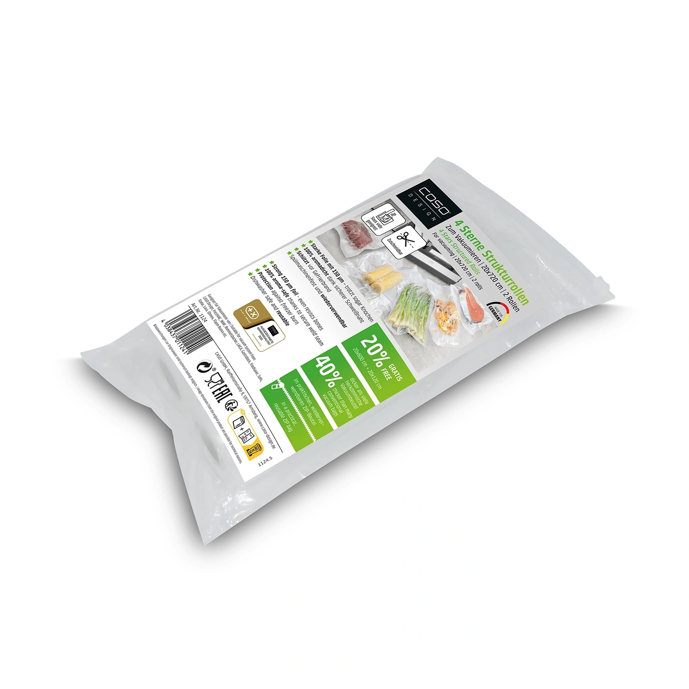4 Stars Structured Rolls 20x720 cm, 2 rollsFoil rolls for vacuum sealing