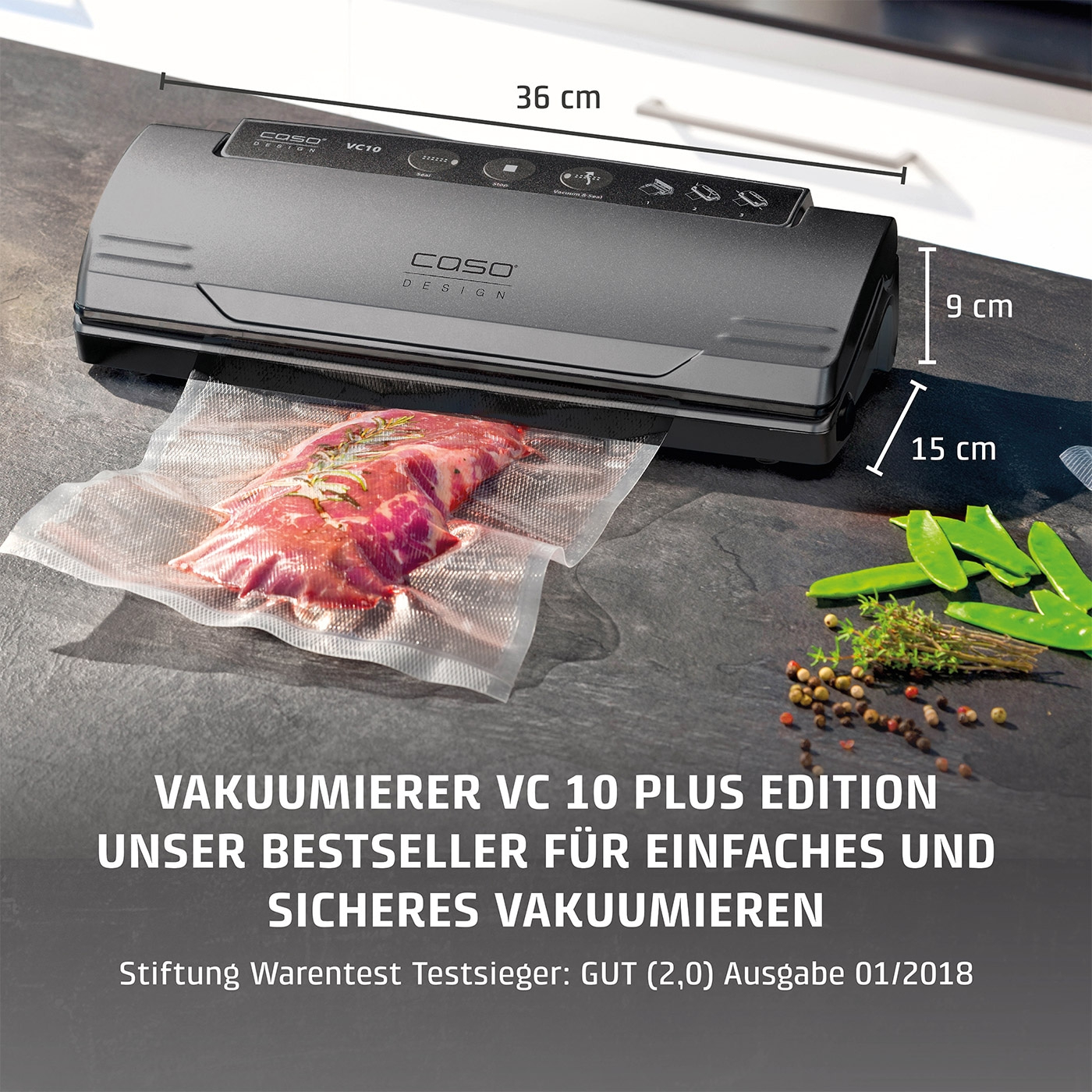 Vacuum sealer VC 10 Plus Edition, our bestseller for easy and safe vacuuming.