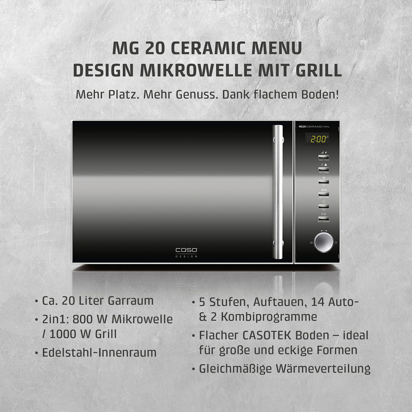 MG 20 Ceramic menu Mikrowelle + Grill