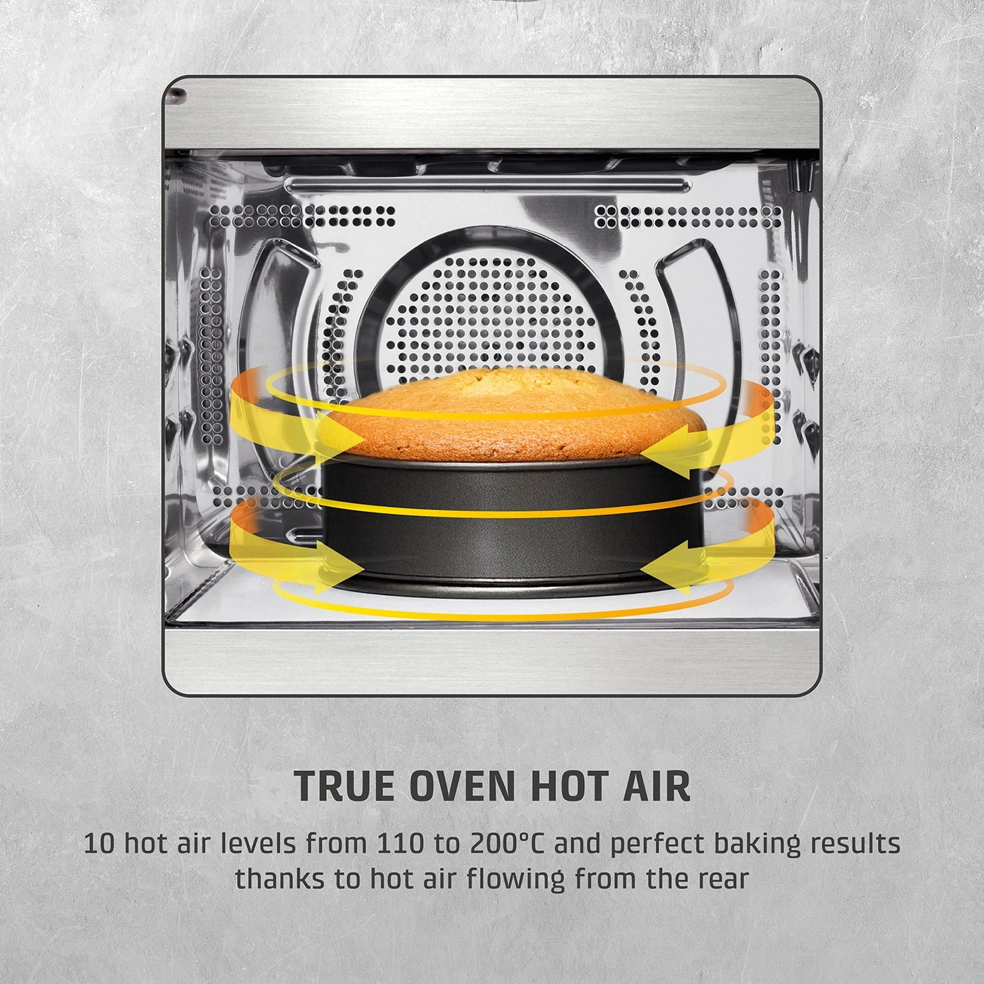 Oven with cake, hot air, 10 levels, 110-200°C, perfect baking result.
